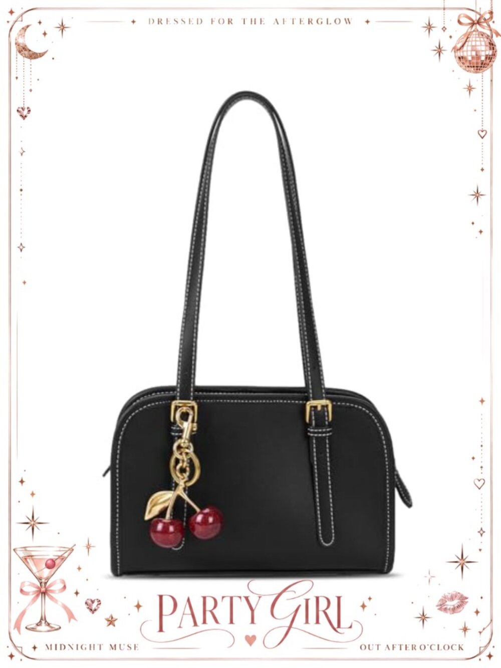 Faux Leather Shoulder Bag Swing Zip Handbag Compact Tote Purse